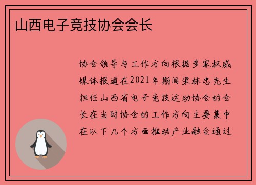 山西电子竞技协会会长